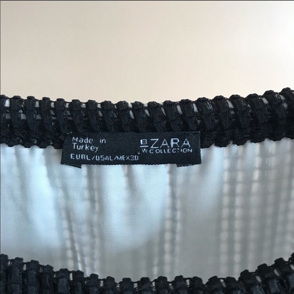 Zara Meshy Black and White Box Sleeve Blouse - Picture 7 of 8